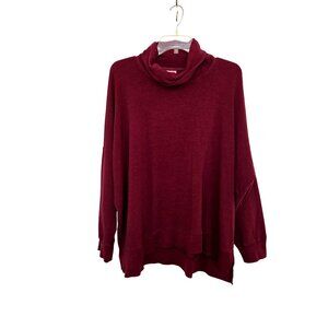 Victoria Secret Pink Womens Oversized Cowl Neck Sweatshirt L Burgundy 3998